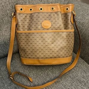 Gucci Vintage Bucket Drawstring Shoulder Bag Micro GG Monogram